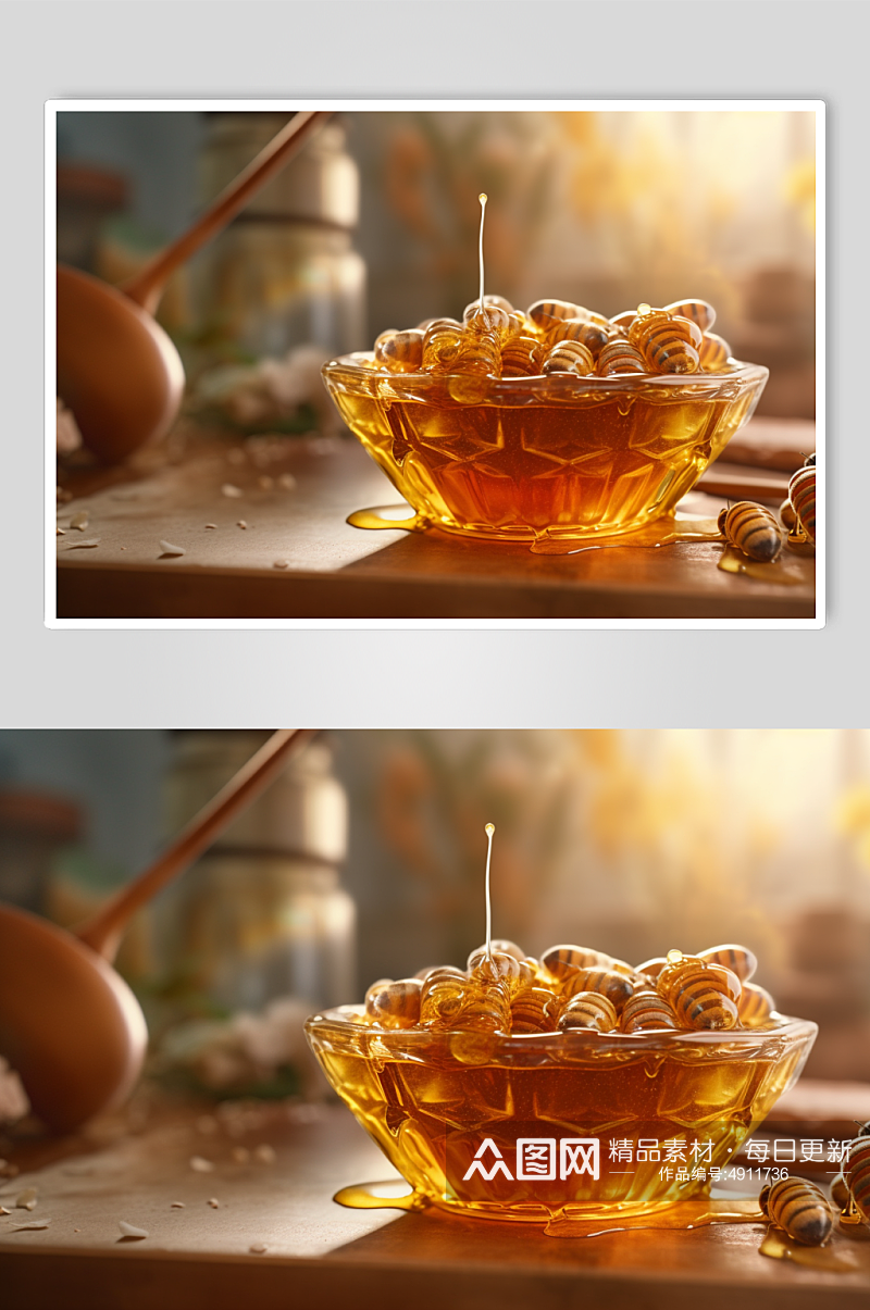AI数字艺术创意高清蜂蜜蜜罐模型元素素材
