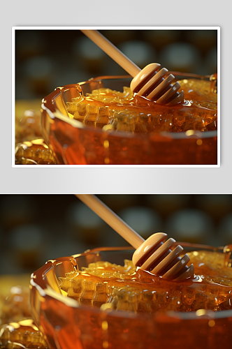 AI数字艺术新鲜粘稠蜂蜜蜜罐模型元素