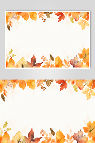 AI数字艺术秋季秋天枫叶树叶插画背景图