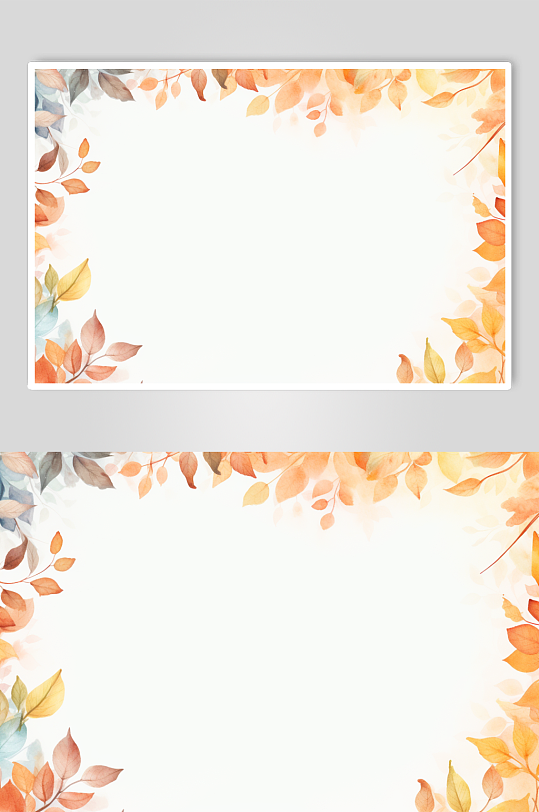AI数字艺术秋季秋天枫叶树叶插画背景图