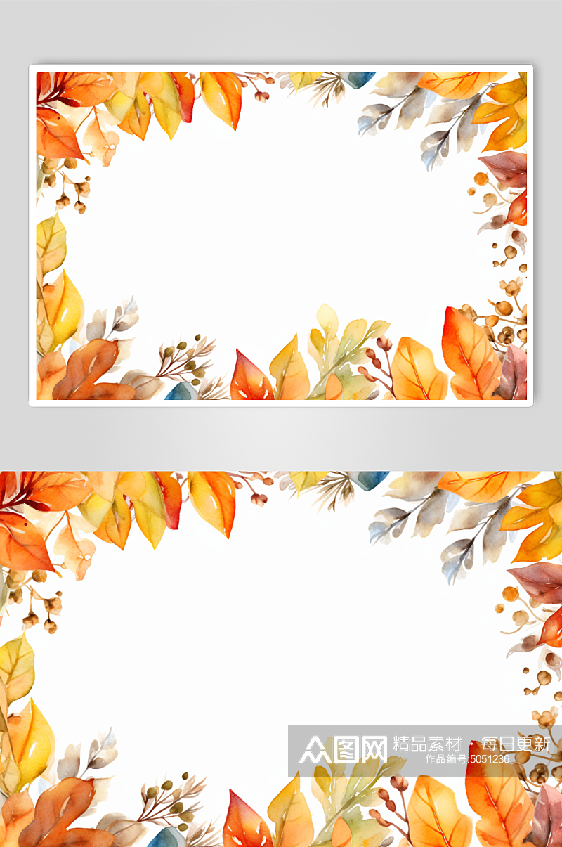 AI数字艺术秋季秋天枫叶树叶插画背景图素材