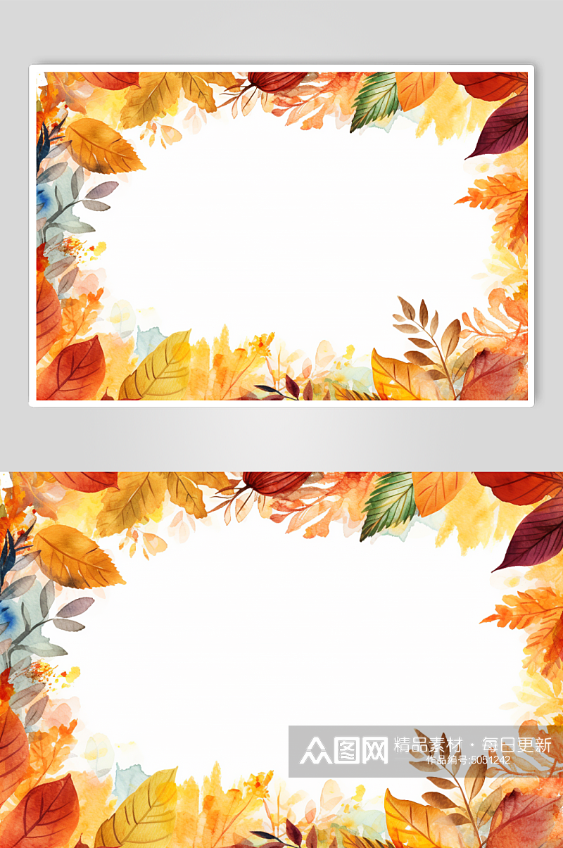 AI数字艺术秋季秋天枫叶树叶插画背景图素材