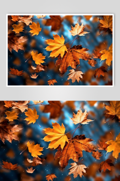 AI数字艺术秋季秋季红色枫叶枫林摄影图片