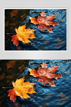 AI数字艺术秋季秋天红色枫叶枫林摄影图片
