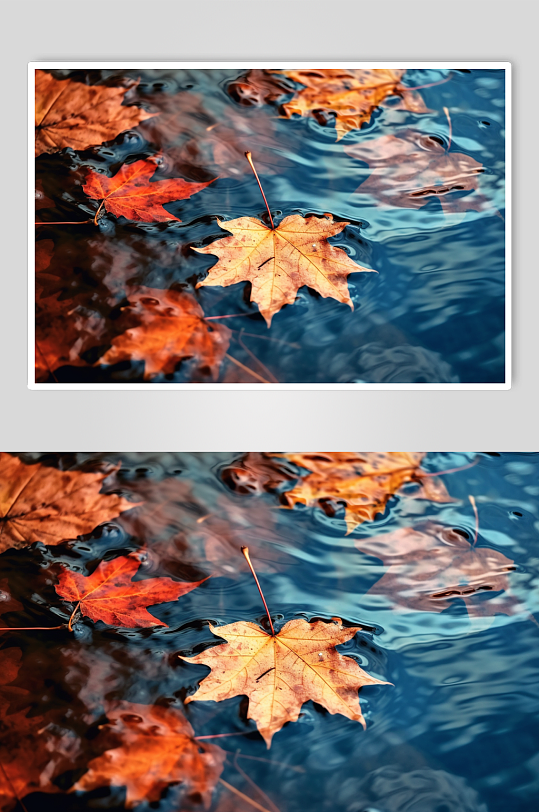 AI数字艺术秋季秋天红色枫叶枫林摄影图片