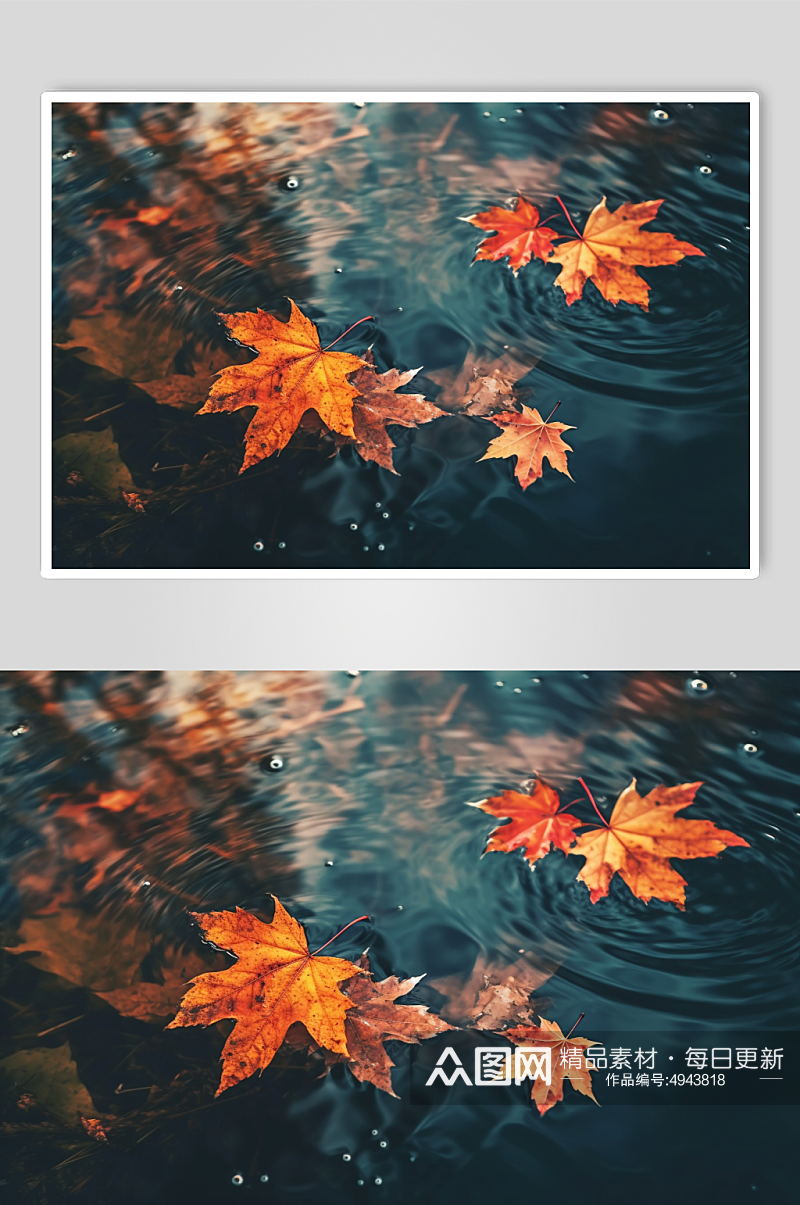 AI数字艺术秋天秋季红色枫叶枫林摄影图片素材