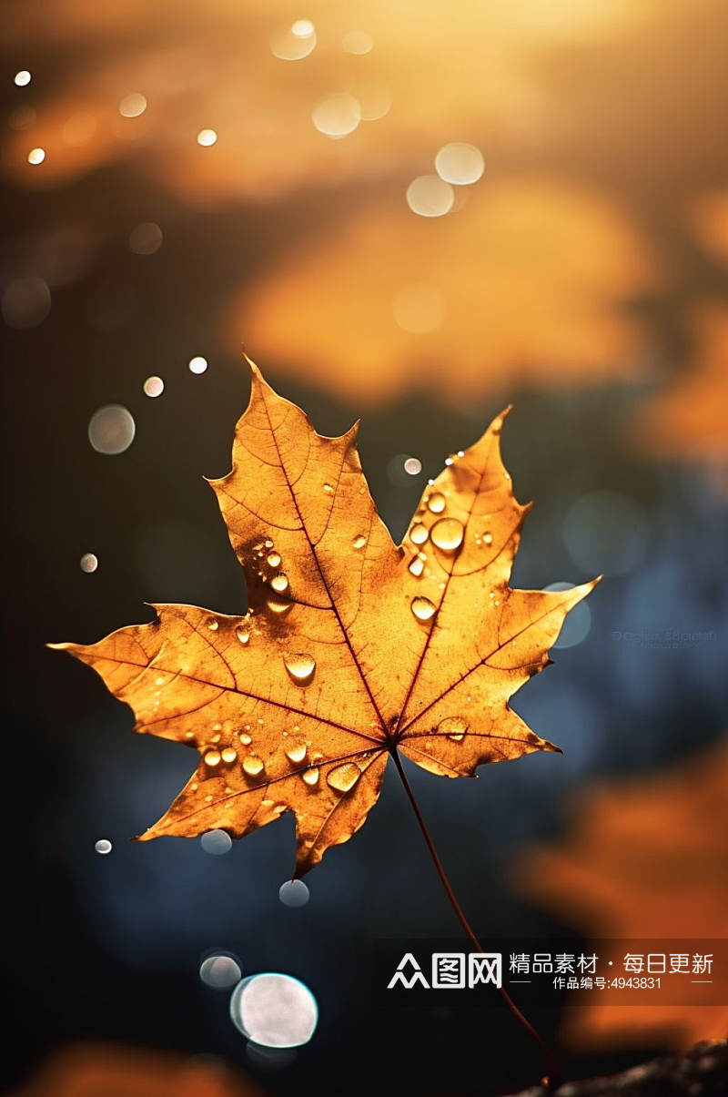 AI数字艺术秋天秋季红色枫叶枫林摄影图片素材