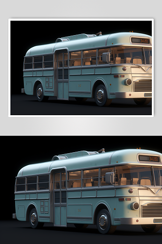 AI数字艺术高清老式复古巴士交通工具图片