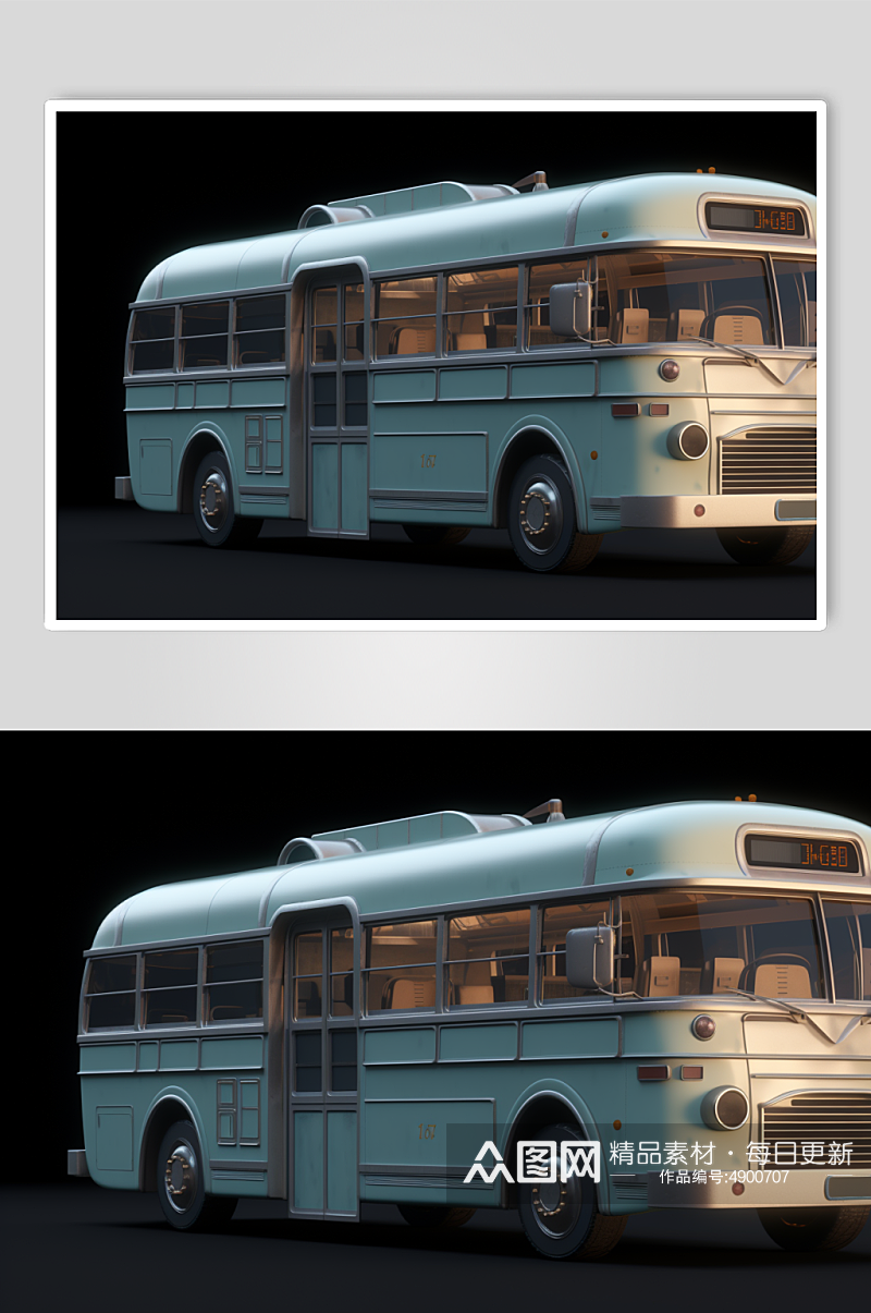 AI数字艺术高清老式复古巴士交通工具图片素材