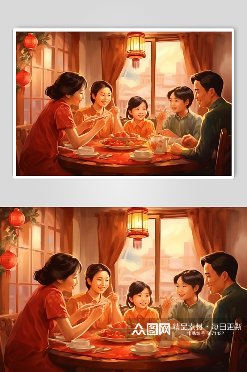 AI数字艺术复古春节新年人物油画图片素材