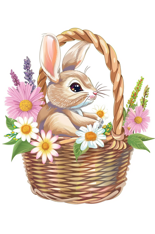 AI数字艺术复活节卡通兔子插画