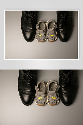 灰色背景父亲节皮鞋童鞋物品摄影图片