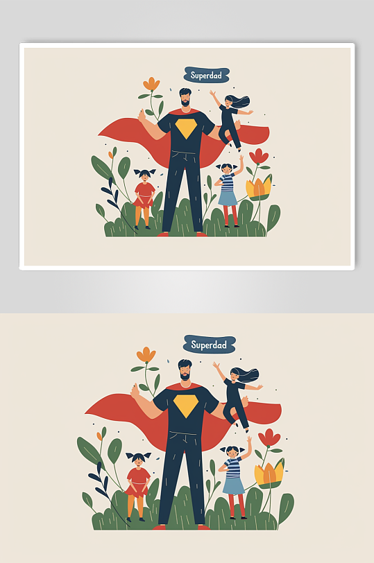 AI数字艺术硬核爸爸父亲节超人爸爸插画-众图网