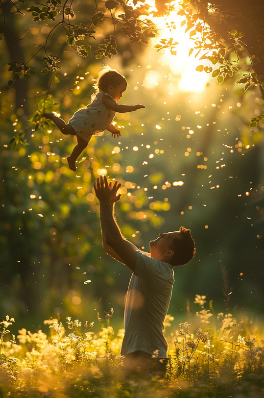 AI数字艺术父亲节父子父女人物肖像摄影图-众图网