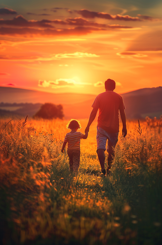 AI数字艺术父亲节父子父女人物肖像摄影图-众图网