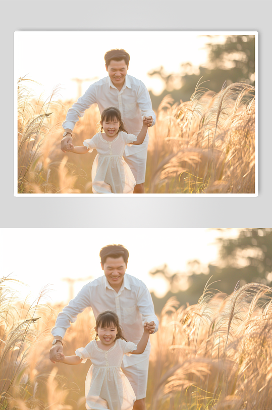 AI数字艺术父亲节父子父女人物肖像摄影图-众图网