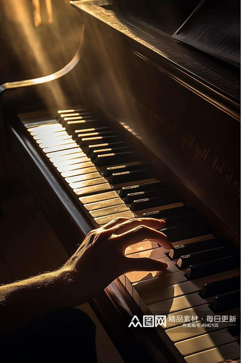 AI数字艺术极简高端钢琴乐器摄影图片素材