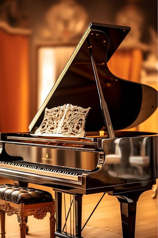 AI数字艺术高清简洁钢琴乐器摄影图片