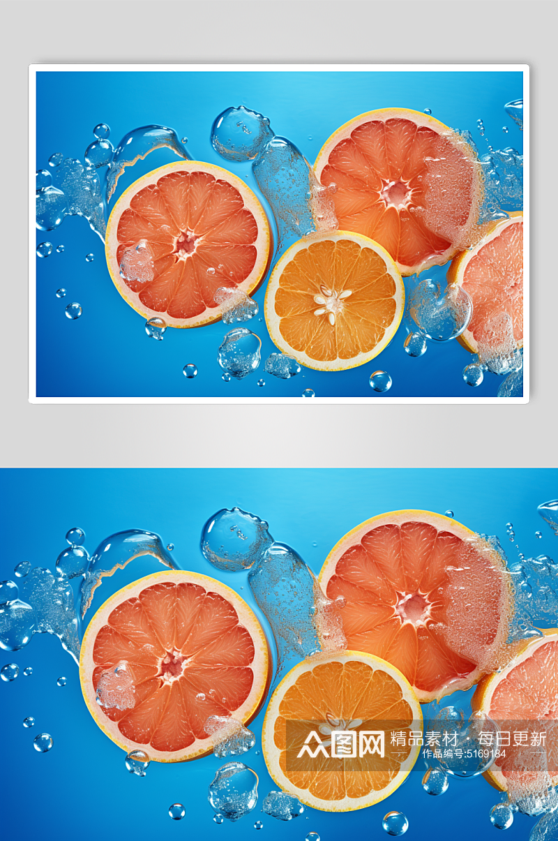 AI数字艺术夏日柑橘水果浮水摄影图片素材