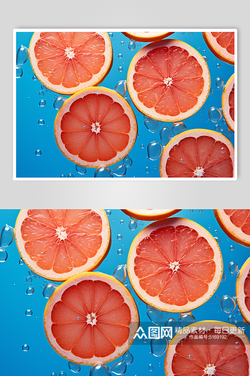 AI数字艺术夏日柑橘水果浮水摄影图片素材