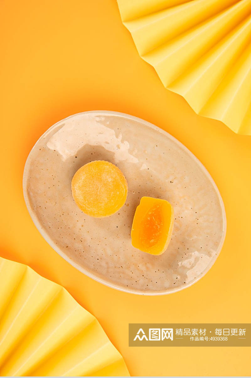 芒果流心麻糬糕点甜品食物摄影图片素材