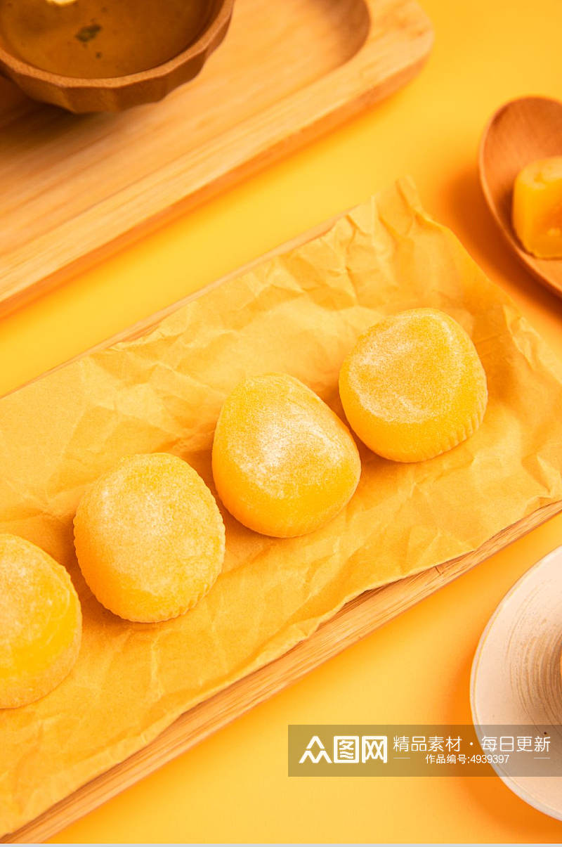 芒果流心麻糬糕点甜品食物摄影图片素材