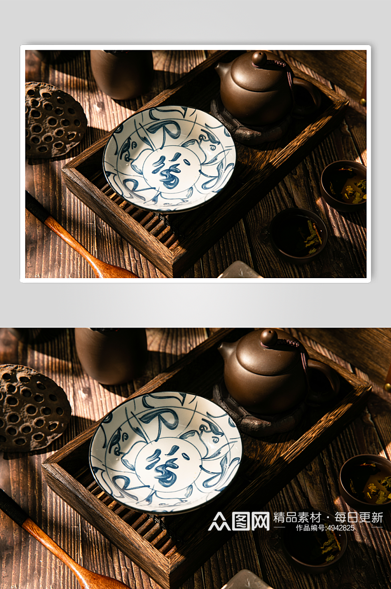 中式糕点摆放布景物品摄影图片素材