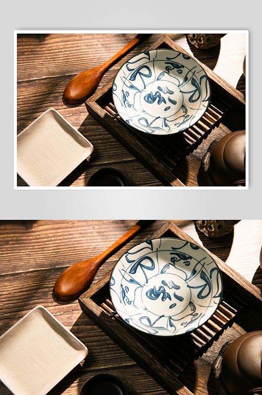 中式糕点摆放布景物品摄影图片