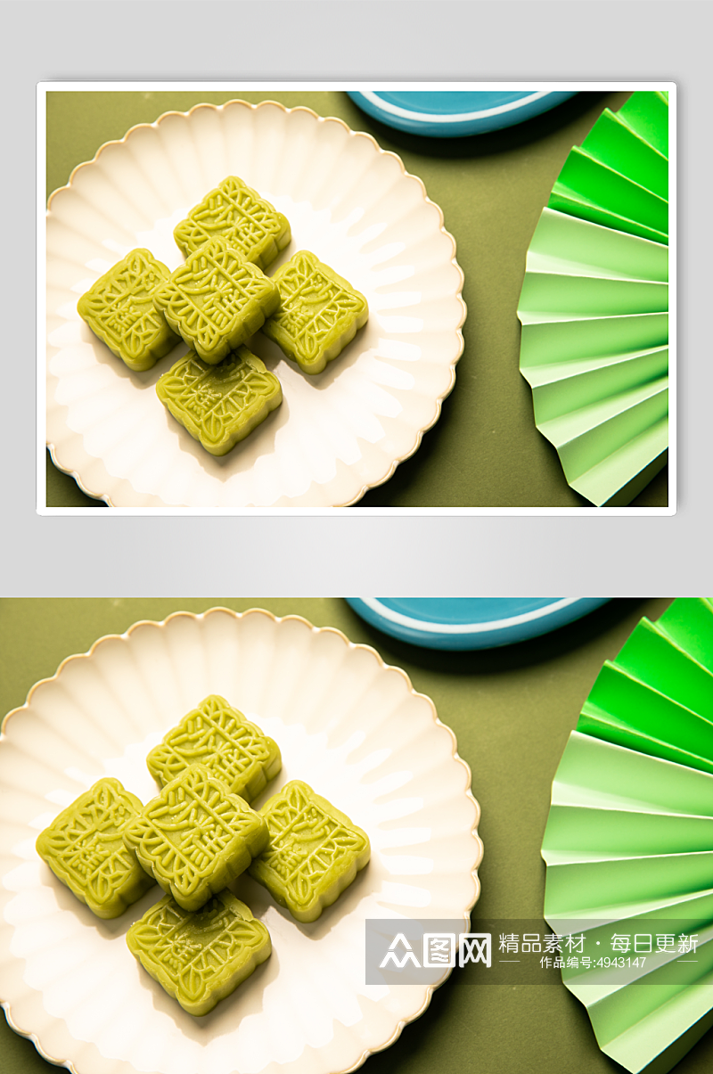 清凉绿豆沙糕糕点甜品食物摄影图片素材