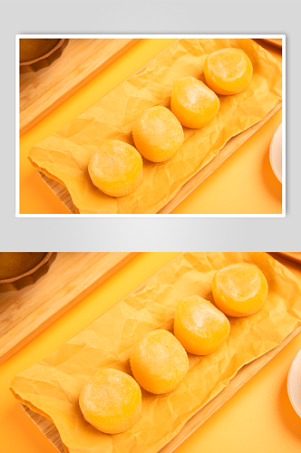 芒果流心麻糬糕点甜品食物摄影图片