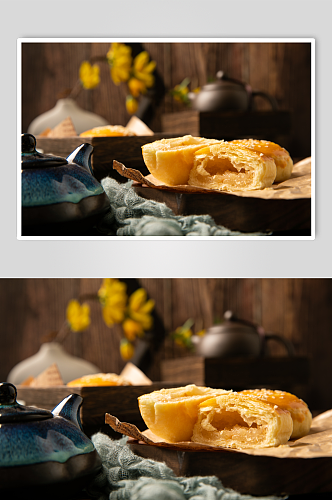 酥脆香甜老婆饼糕点美食摄影图片