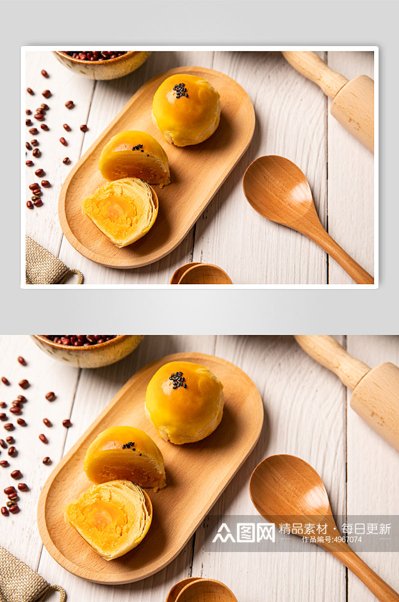 爽滑酥脆蛋黄酥糕点美食摄影图片素材