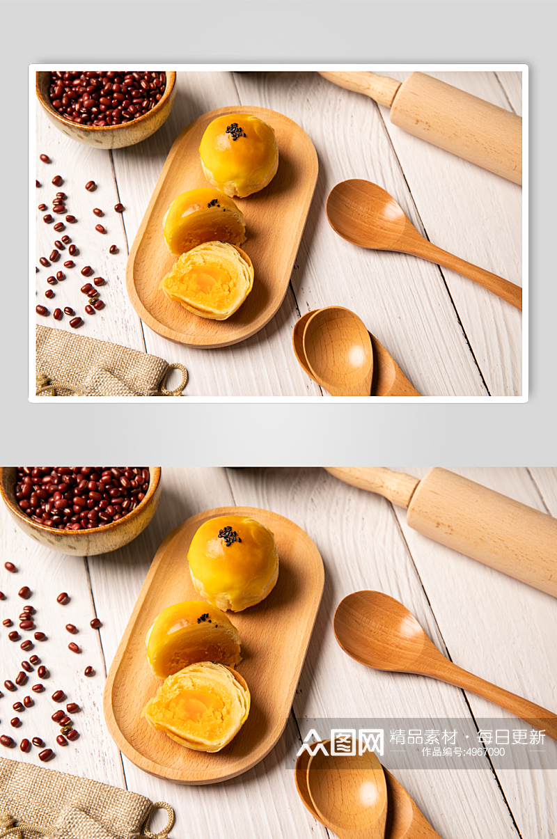 爽滑酥脆蛋黄酥糕点美食摄影图片素材