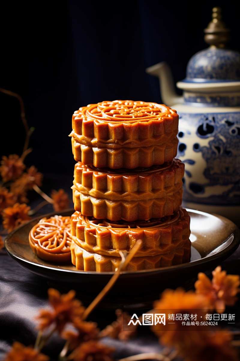 AI数字艺术春节中式糕点美食摄影图素材