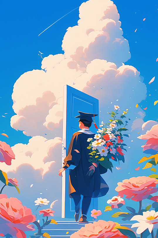 AI数字艺术毕业季高考冲刺插画-众图网