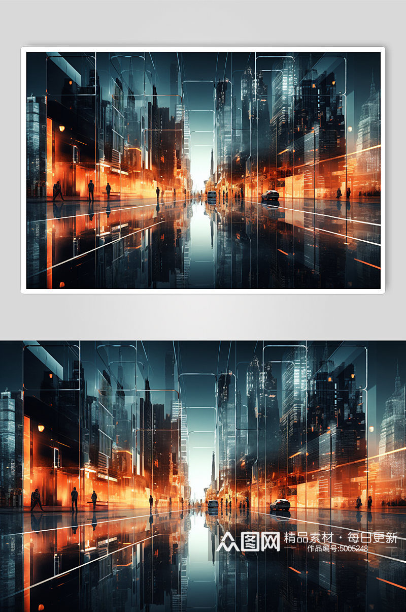 AI数字艺术高楼大厦企业人物摄影图素材