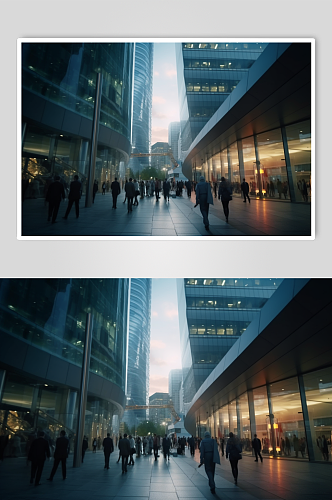 AI数字艺术高楼大厦企业人物摄影图