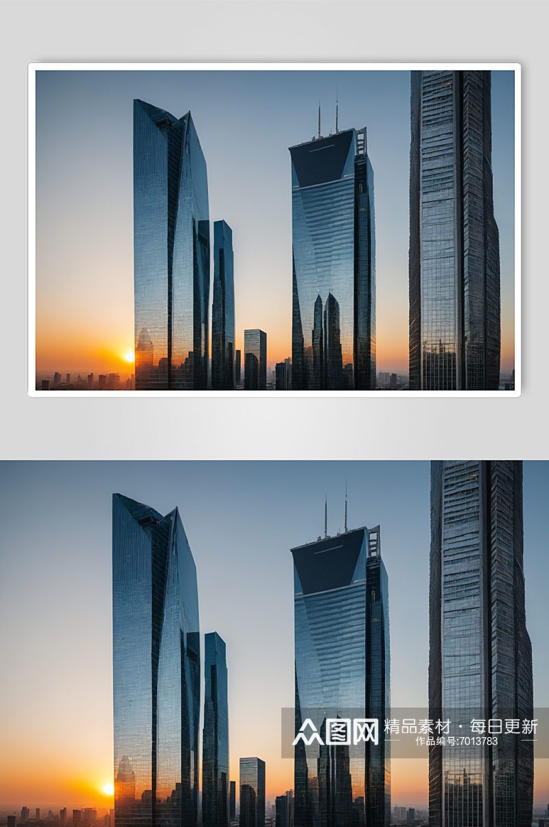 AI数字艺术现代城市建筑房地产楼盘图片素材