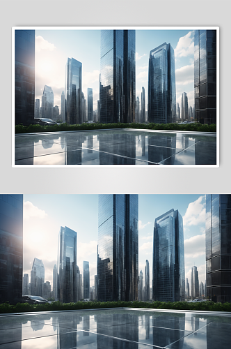 AI数字艺术现代城市建筑高楼大厦摄影图