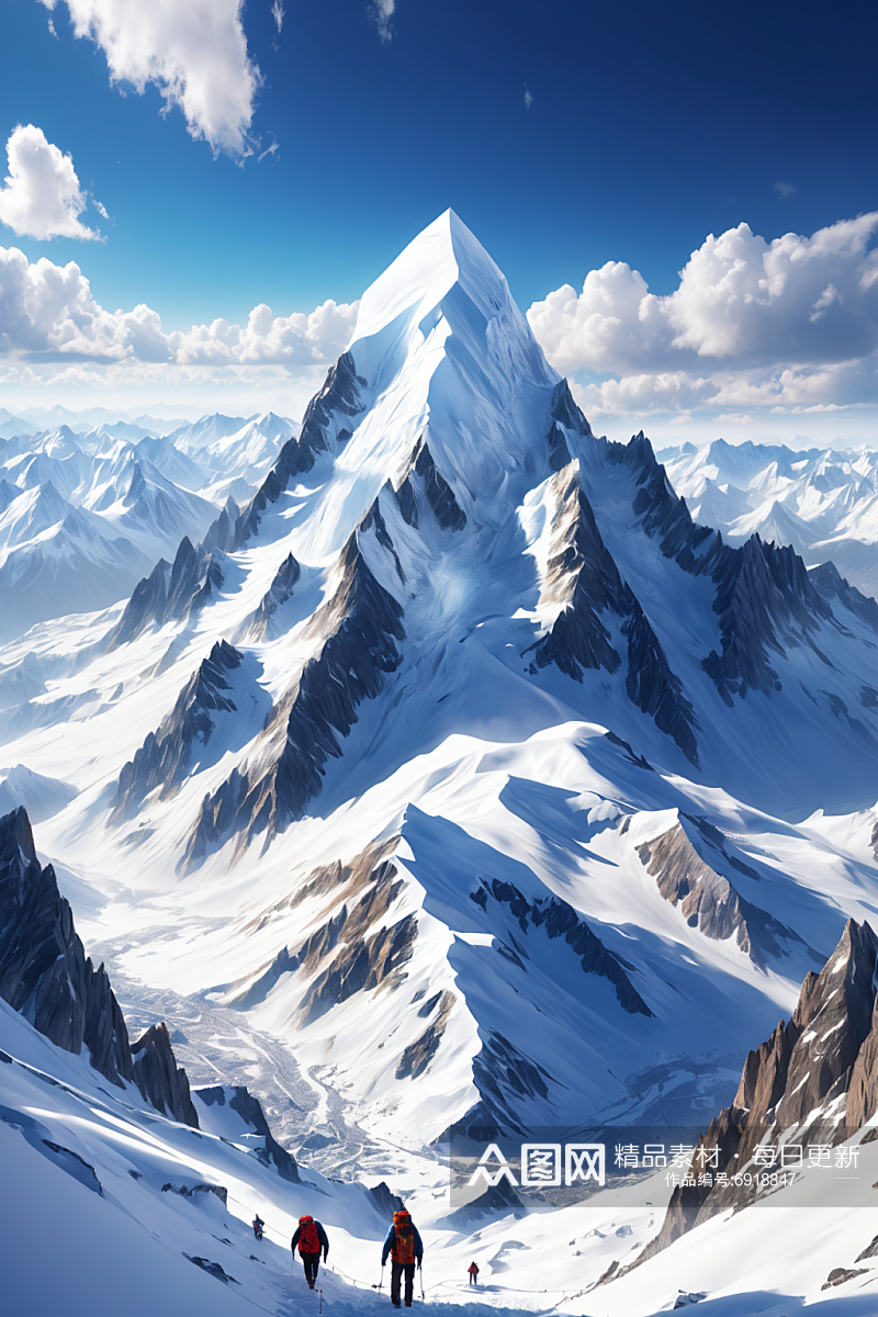 AI数字艺术高原雪山风景摄影图素材