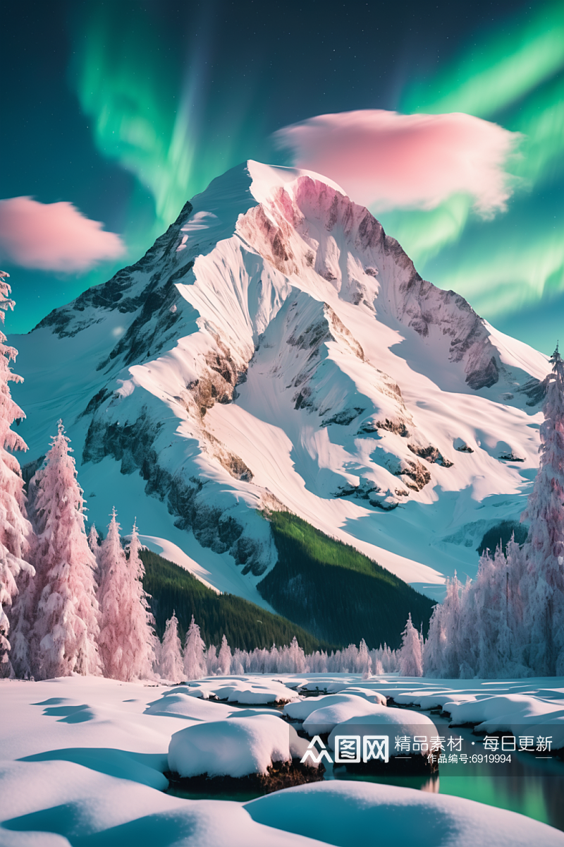 AI数字艺术高原雪山风景摄影图素材