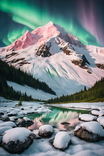AI数字艺术高原雪山风景摄影图