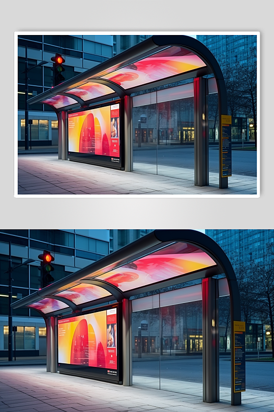 AI数字艺术地铁公交站广告牌展板样机模型