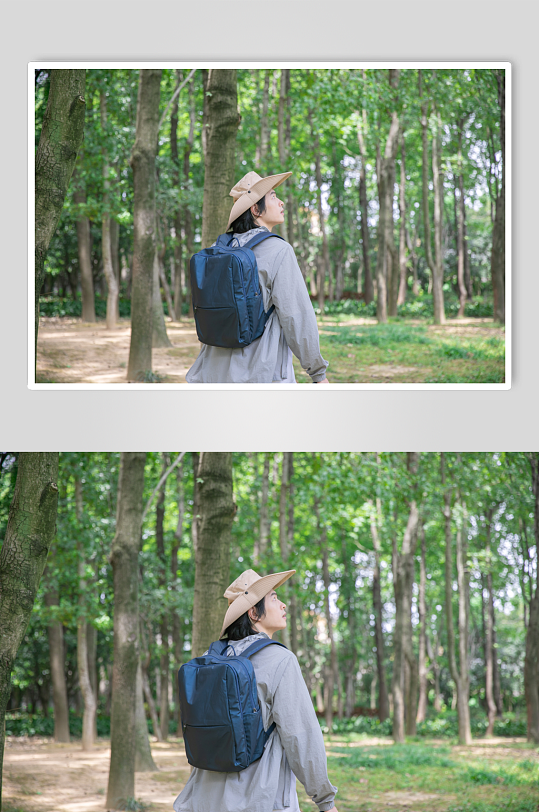灰色防晒衣夏季徒步旅行男生人物摄影图片