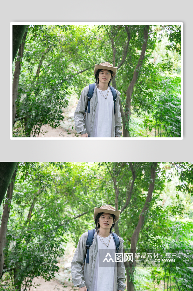 灰色防晒衣夏季徒步旅行男生人物摄影图片素材