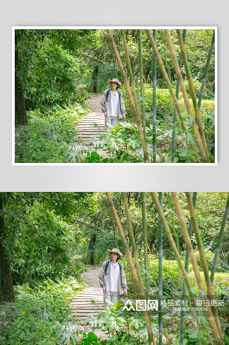 灰色防晒衣夏季徒步旅行男生人物摄影图片素材