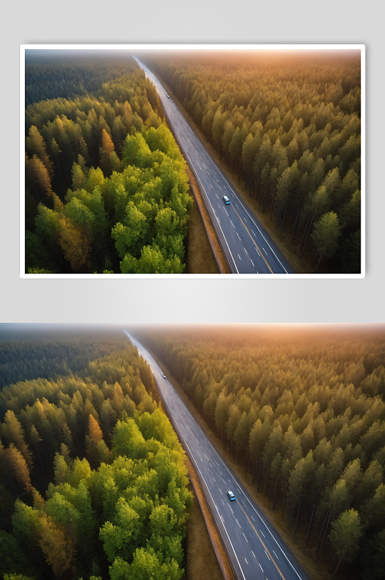 AI数字艺术天气晴朗公路摄影图