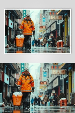 AI数字艺术劳动节清洁工人物摄影图