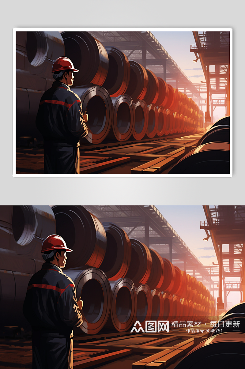 AI数字艺术劳动工人工厂生产安全插画素材