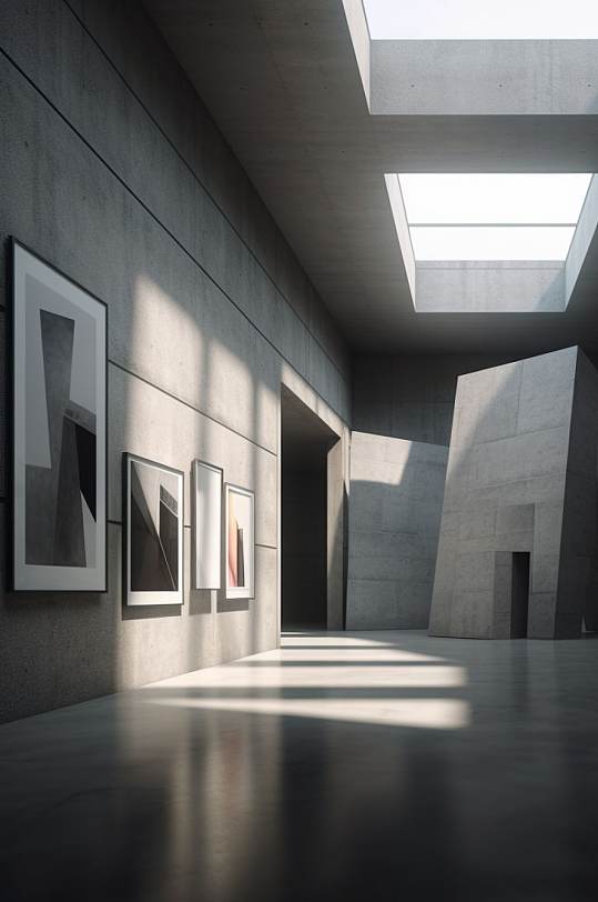 AI数字艺术高清工业建筑模型博物馆画展空间图片